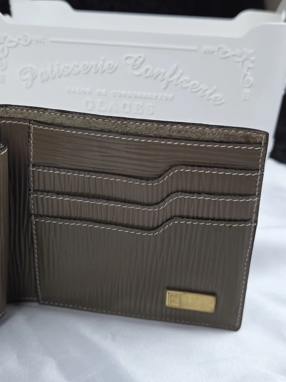 Vintage Fendi Zucca FF Monogram Bifold Wallet Brown Leather Gold Hardware